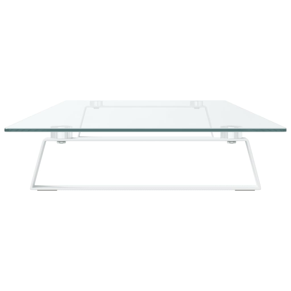 Stalak za monitor bijeli 100x35x8 cm kaljeno staklo i metal