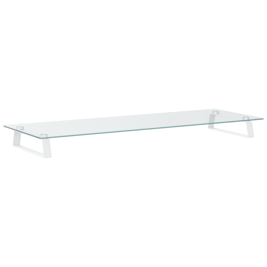 Stalak za monitor bijeli 100x35x8 cm kaljeno staklo i metal