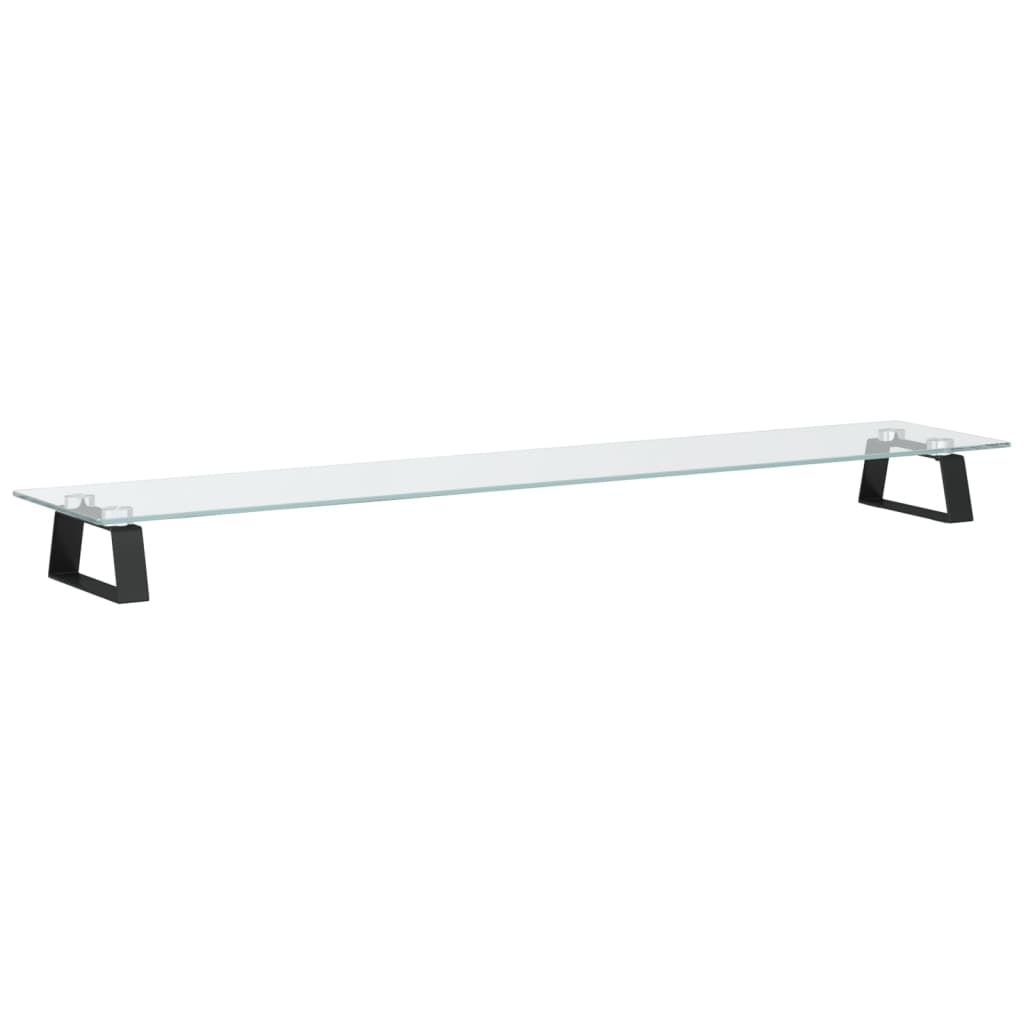 Stalak za monitor crni 100x20x8 cm kaljeno staklo i metal