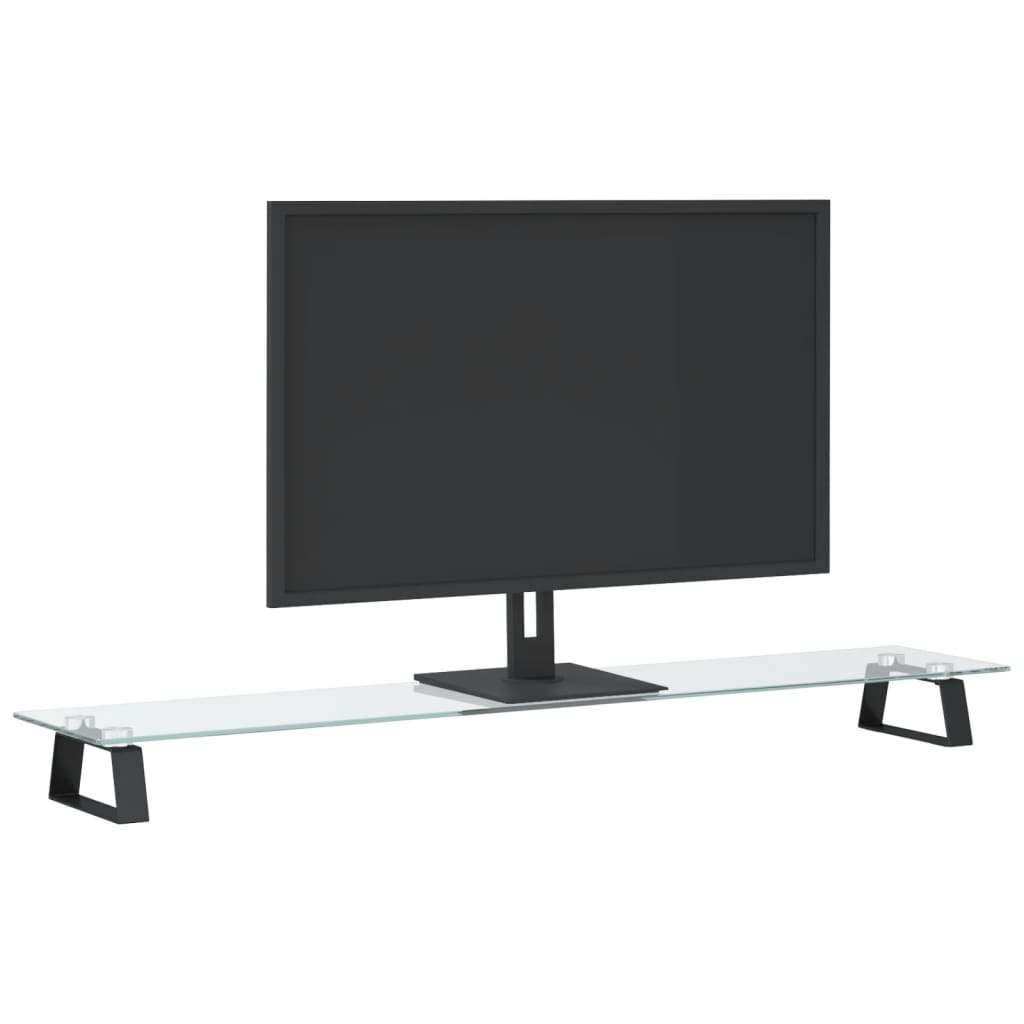 Stalak za monitor crni 100x20x8 cm kaljeno staklo i metal