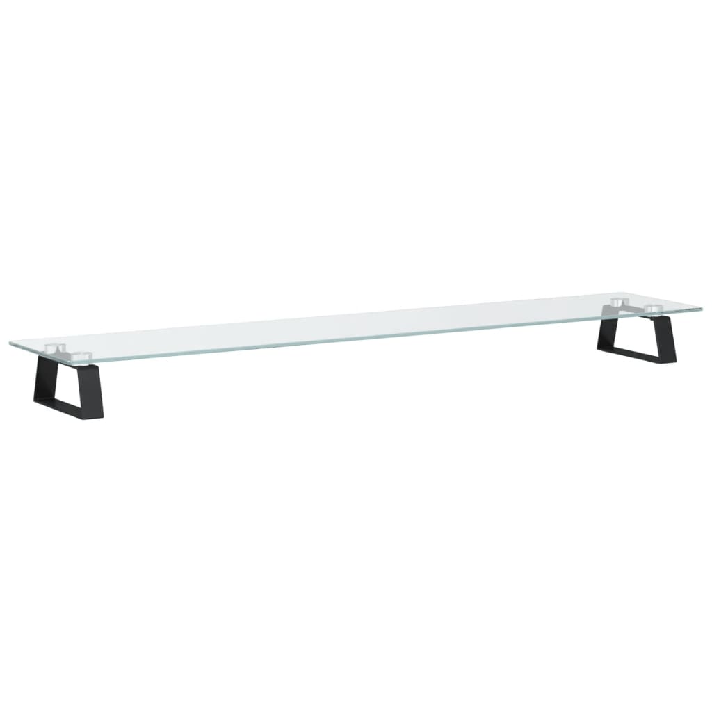 Stalak za monitor crni 100x20x8 cm kaljeno staklo i metal