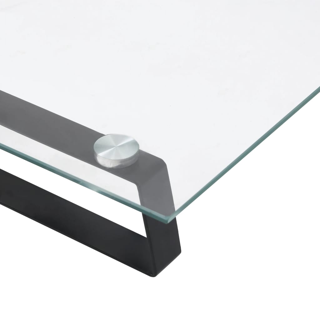 Stalak za monitor crni 100x20x8 cm kaljeno staklo i metal