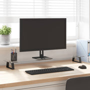 Stalak za monitor crni 100x20x8 cm kaljeno staklo i metal