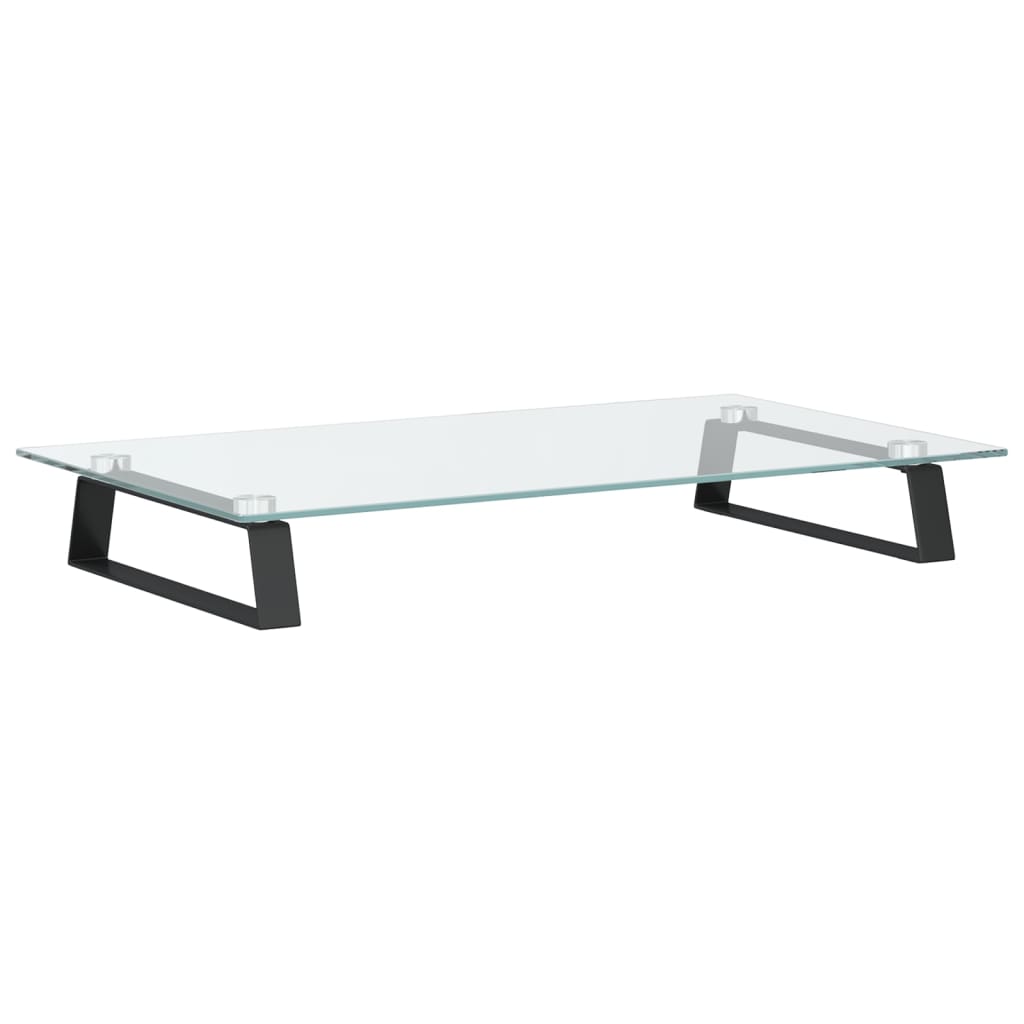 Stalak za monitor crni 60x35x8 cm kaljeno staklo i metal