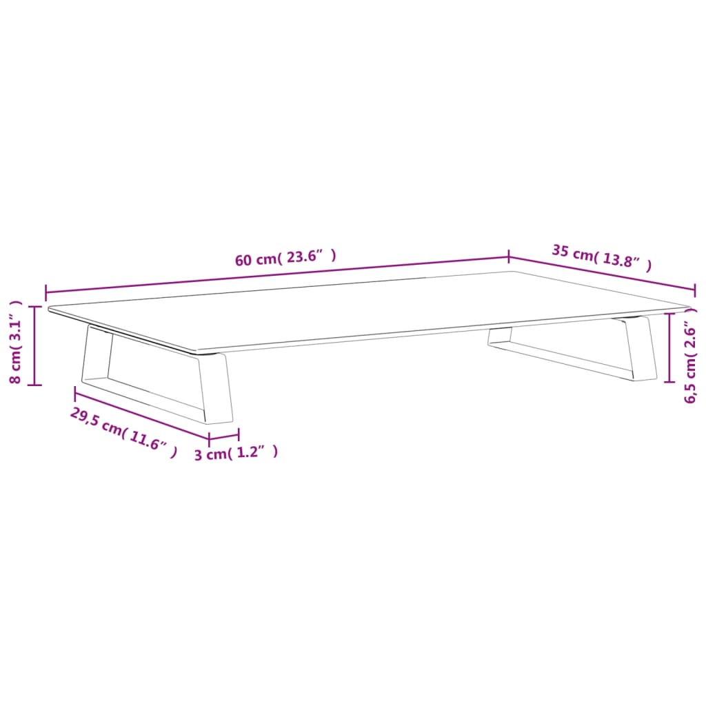 Stalak za monitor crni 60x35x8 cm kaljeno staklo i metal