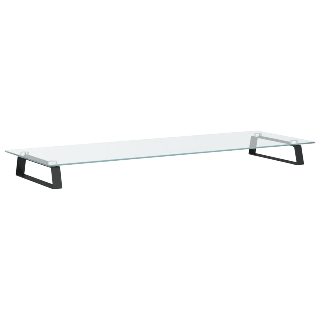Stalak za monitor crni 100x35x8 cm kaljeno staklo i metal