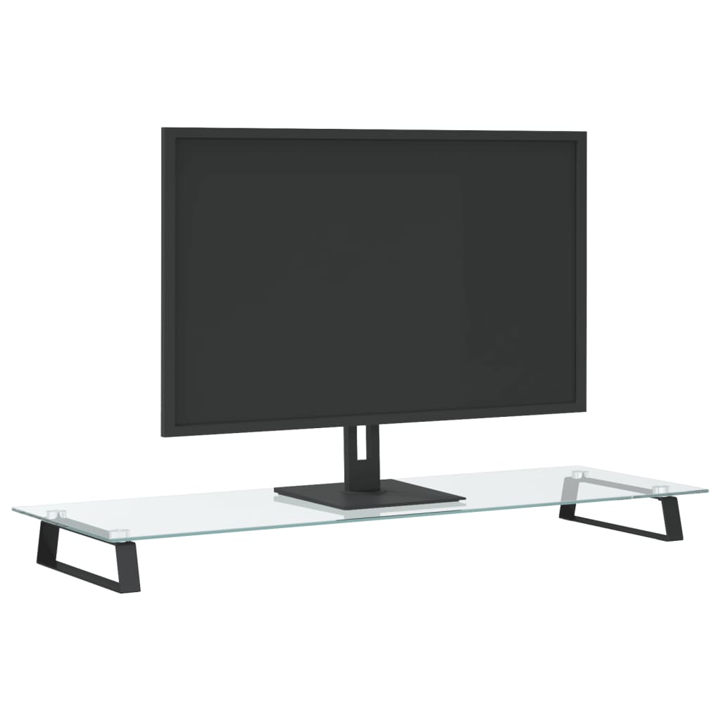 Stalak za monitor crni 100x35x8 cm kaljeno staklo i metal