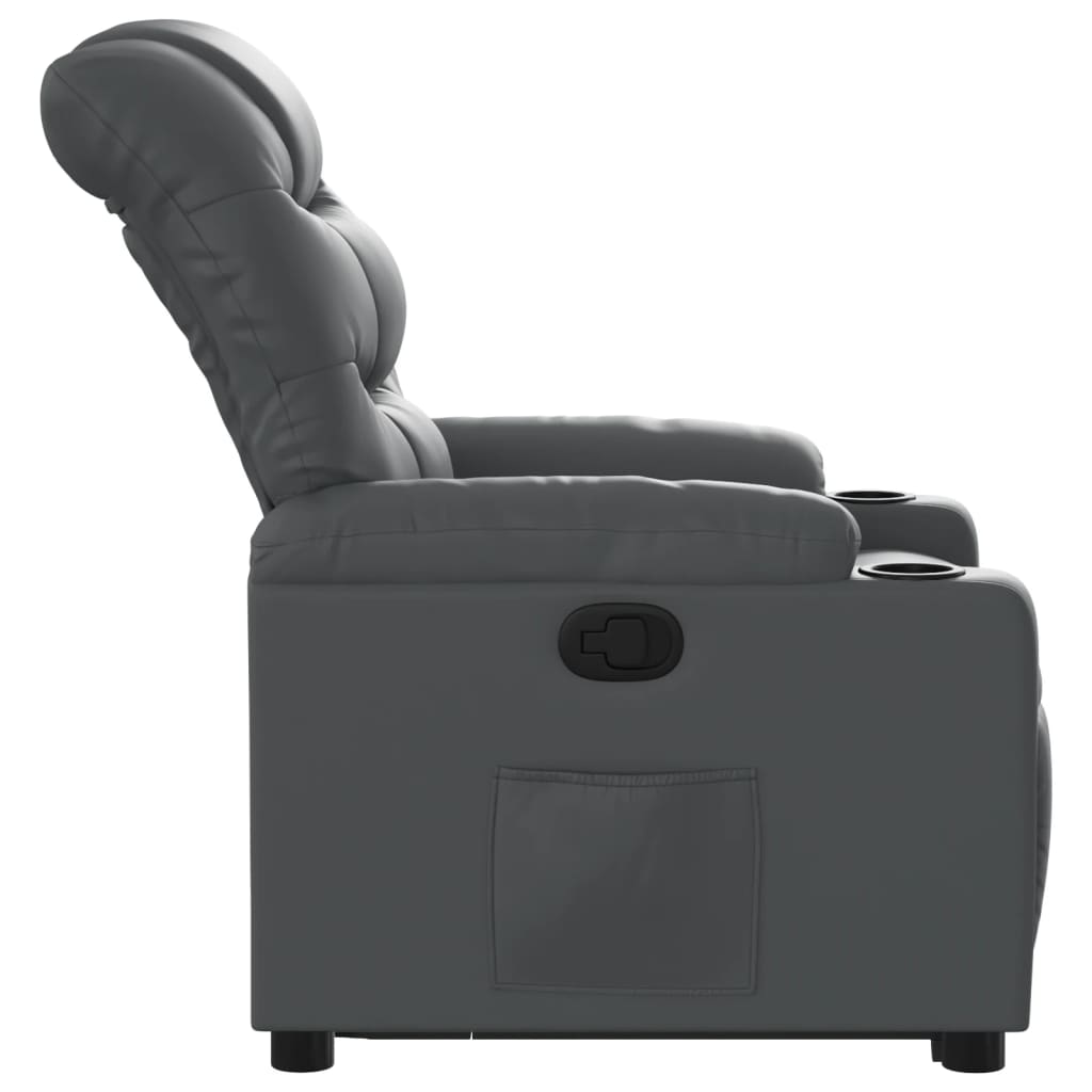 Naslonjač na podizanje od umjetne kože siva