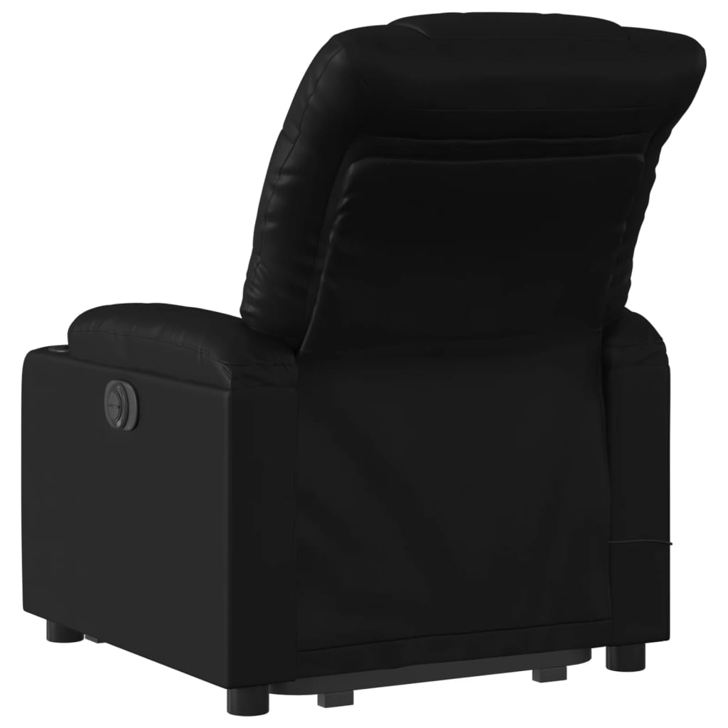 Električni masažni naslonjač na podizanje od umjetne kože crni
