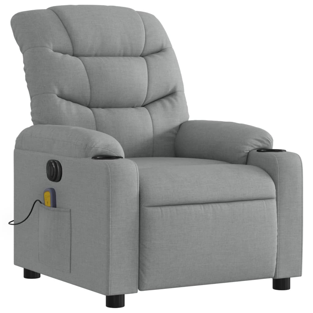 Električni masažni naslonjač od tkanine svjetlosivi
