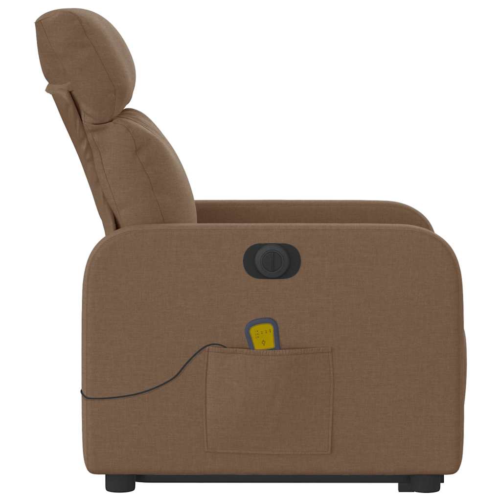 Električni masažni naslonjač na podizanje od tkanine smeđi