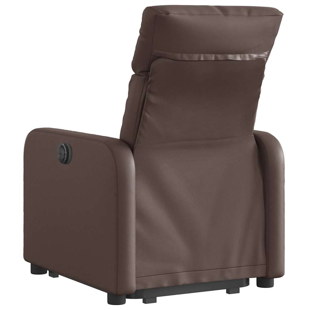 Naslonjač na podizanje od umjetne kože smeđi