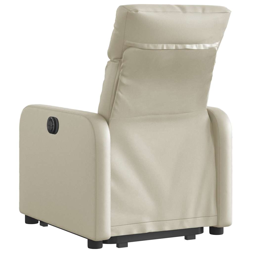 Električni naslonjač na podizanje od umjetne kože krem