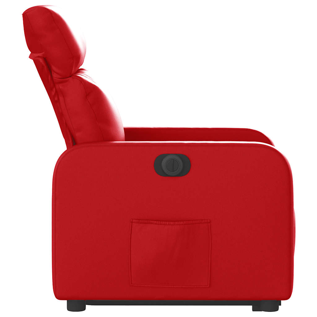 Električni naslonjač na podizanje umjetna koža crveni