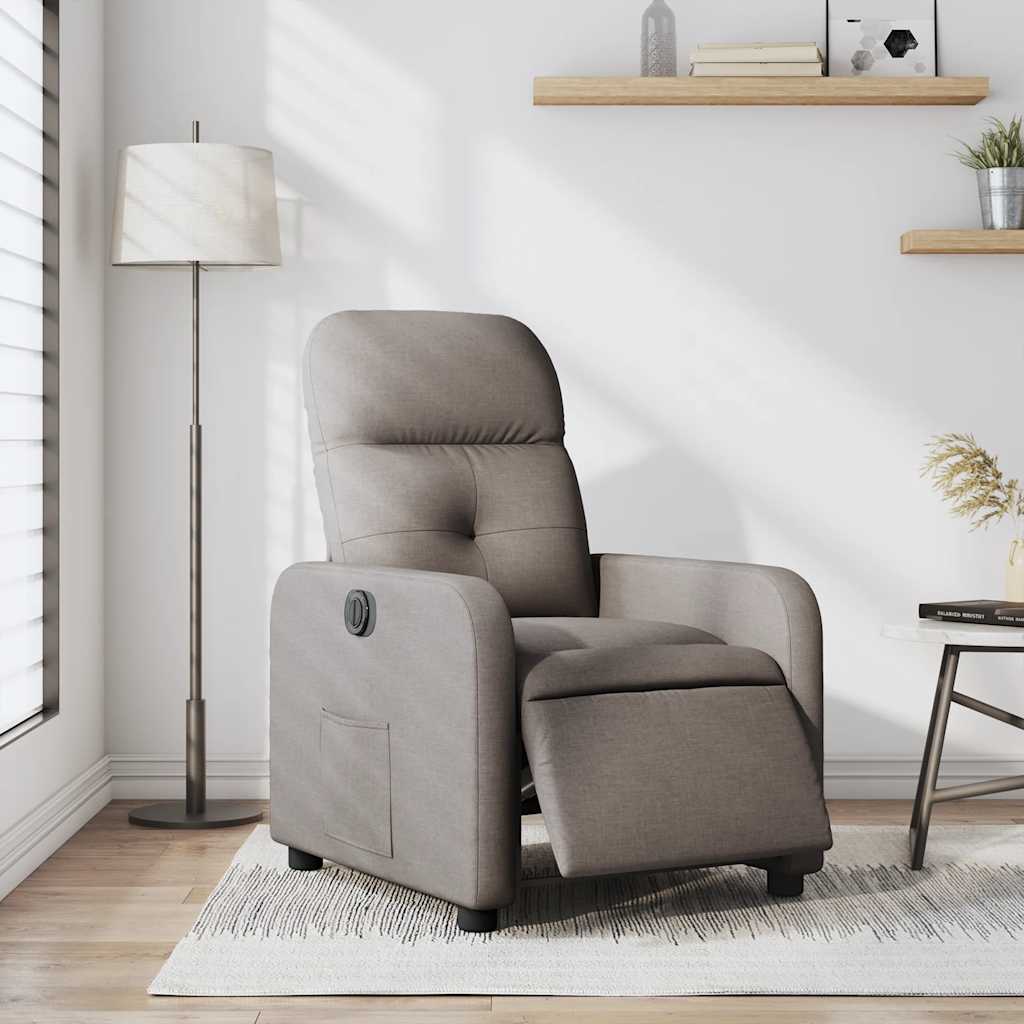 Električni naslonjač od tkanine smeđesivi