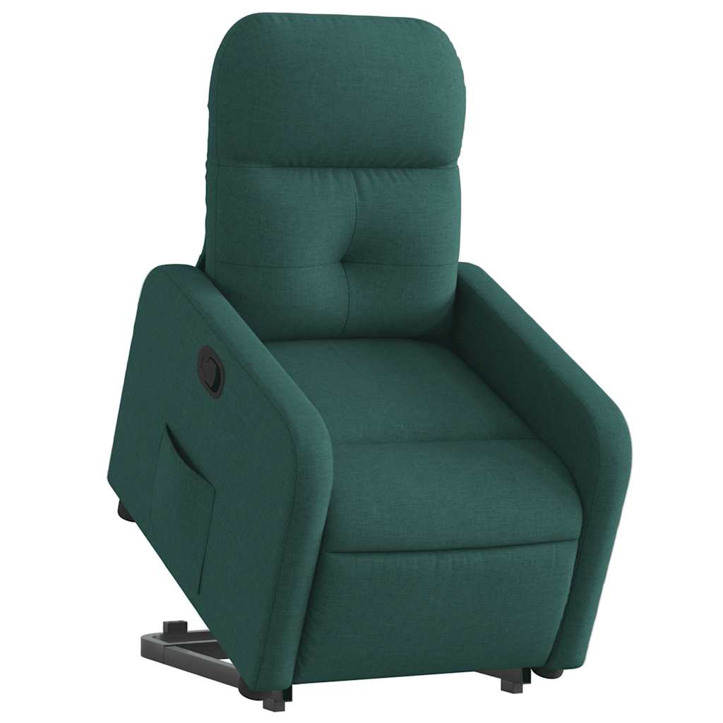 Naslonjač na podizanje od tkanine tamnozeleni