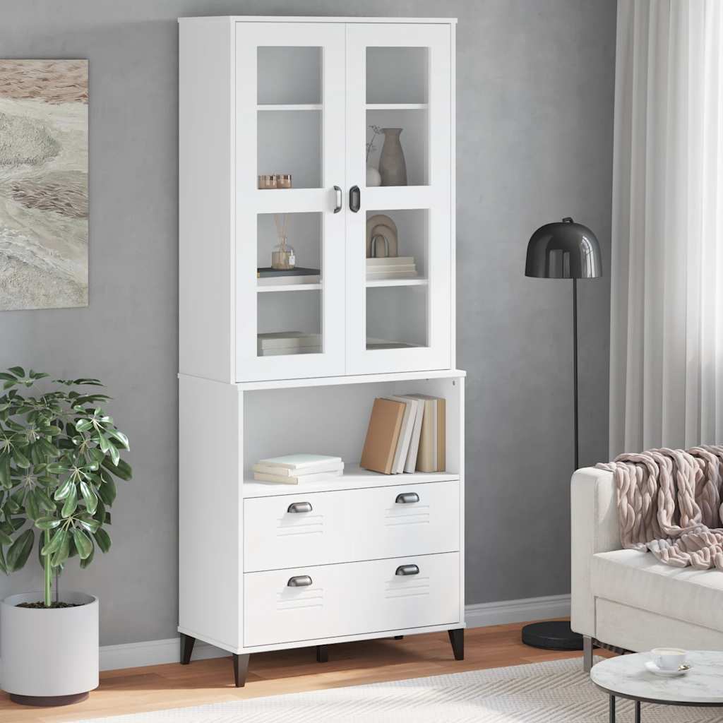 Visoka komoda VIKEN bijela 80 x 40 x 200 cm od masivne borovine