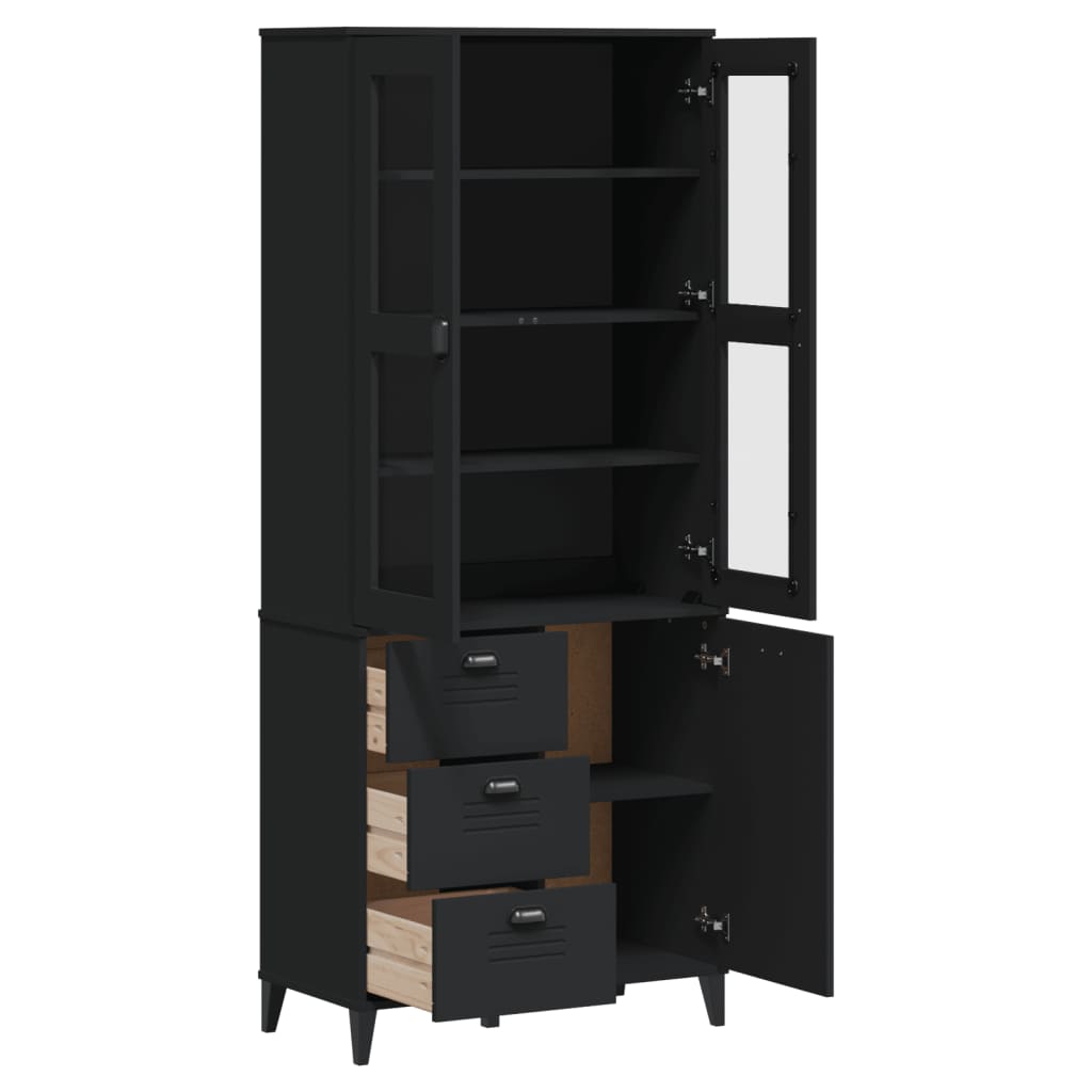 Visoka komoda VIKEN crna 80 x 40 x 190 cm od masivne borovine