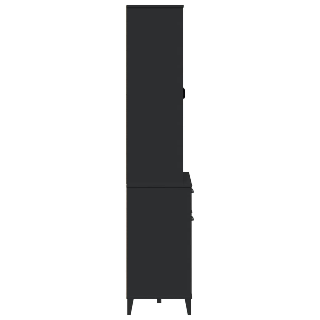 Visoka komoda VIKEN crna 80 x 40 x 190 cm od masivne borovine