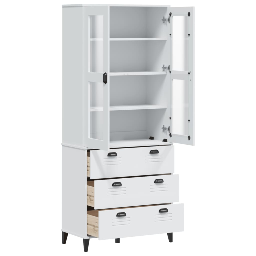 Visoka komoda VIKEN bijela 80 x 40 x 190 cm od masivne borovine
