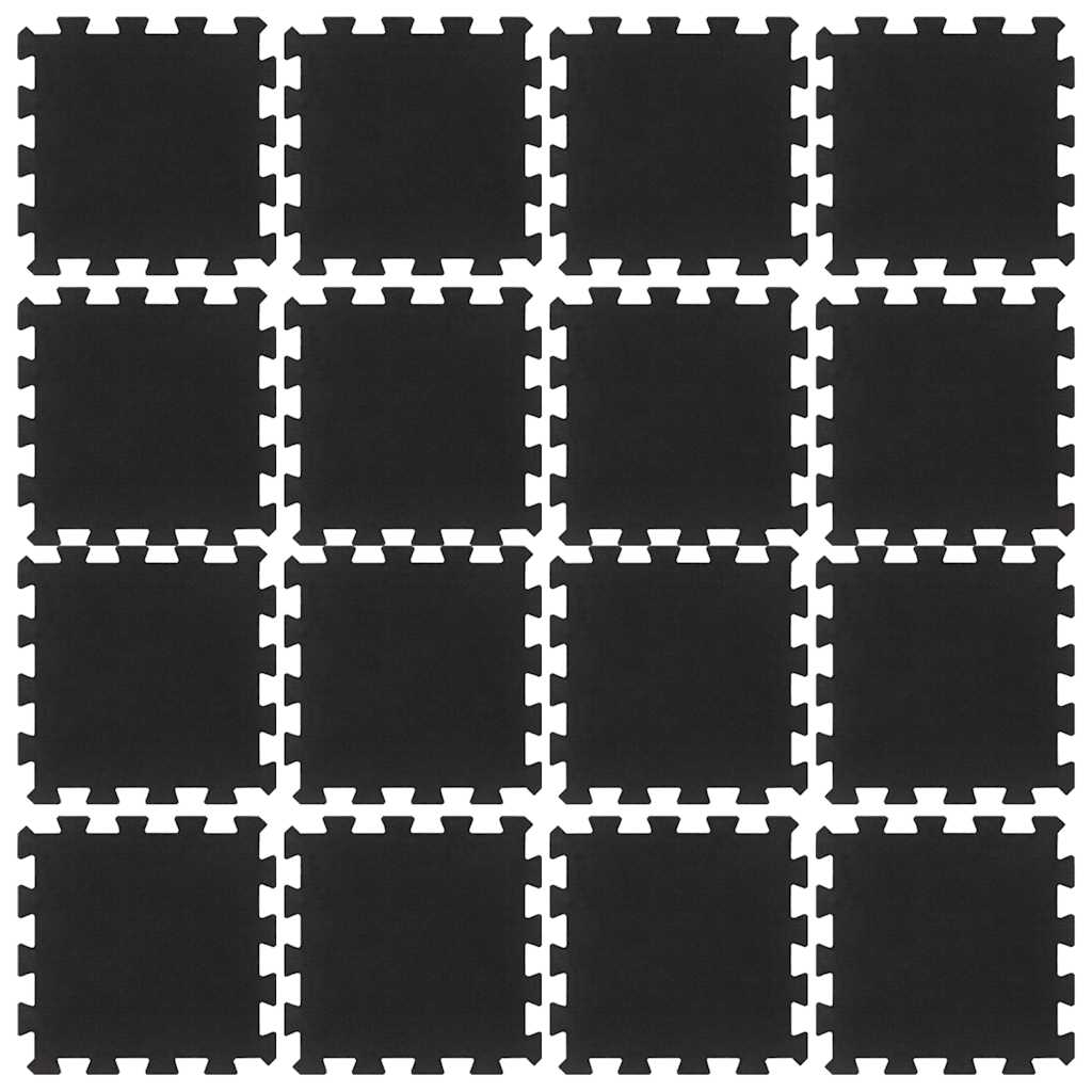 Gumene podne pločice 16 kom crne 16 mm 30 x 30 cm