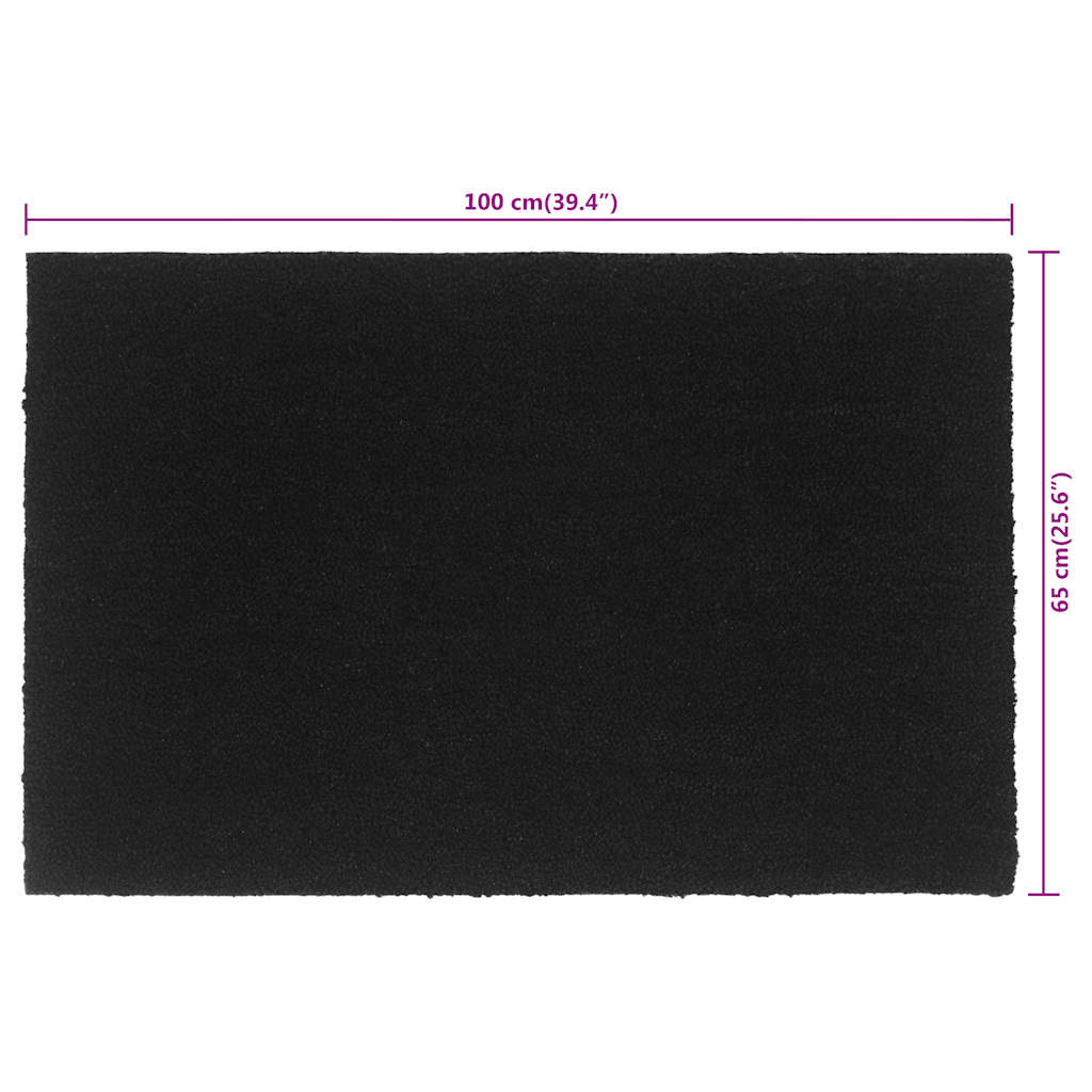 Otirač crni 65 x 100 cm čupavi od kokosovih vlakana