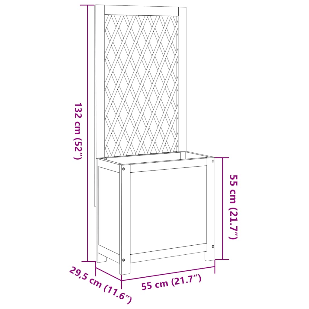 Sadilica s rešetkom 55x29,5x132 cm od drva bagrema