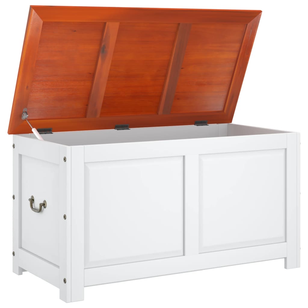 Škrinja za pohranu s poklopcem smeđe-bijela od masivnog bagrema