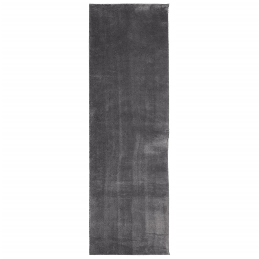 Tepih HUARTE kratkih vlakana meki i perivi antracit 80 x 250 cm
