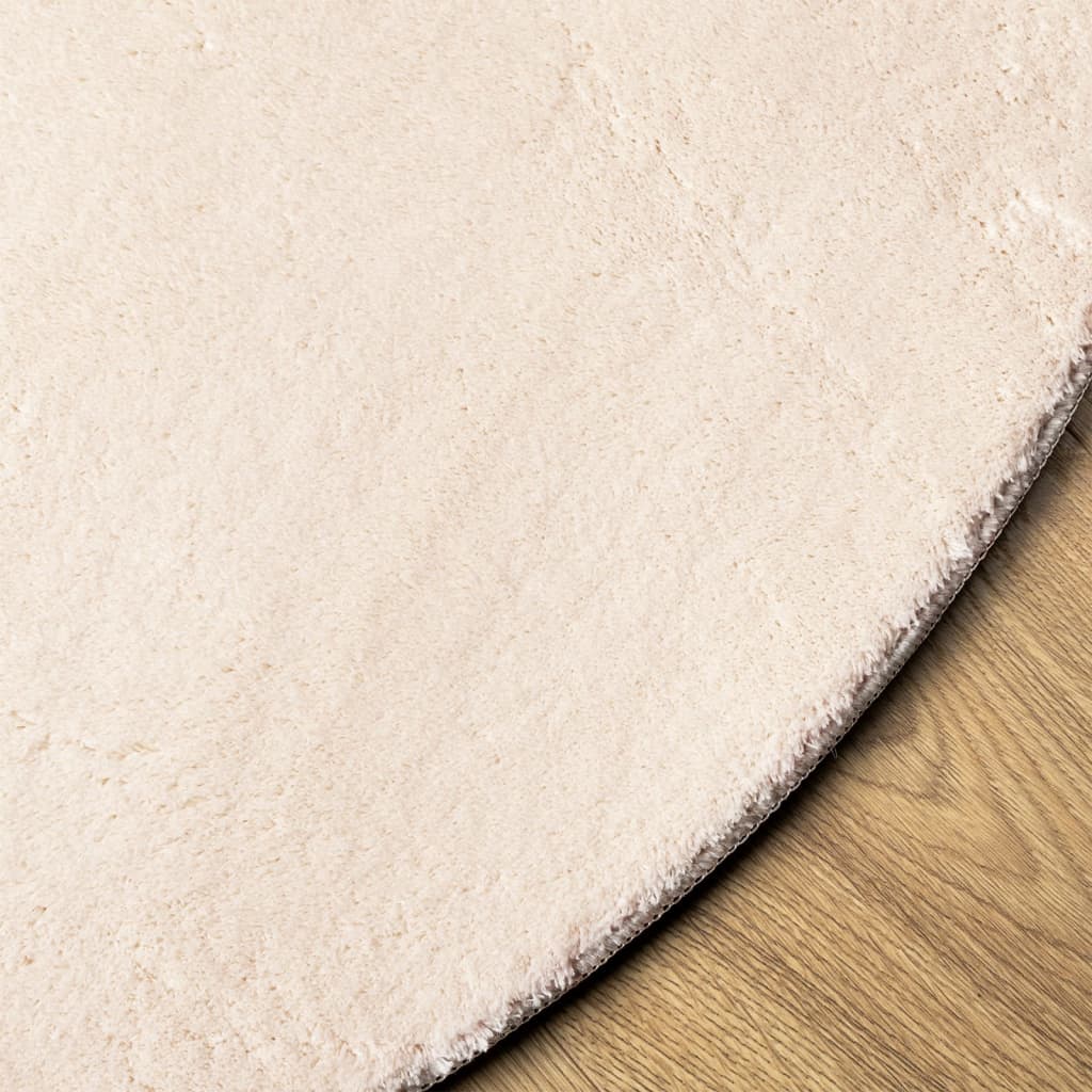 Tepih HUARTE kratkih vlakana mekani i perivi bež Ø 80 cm