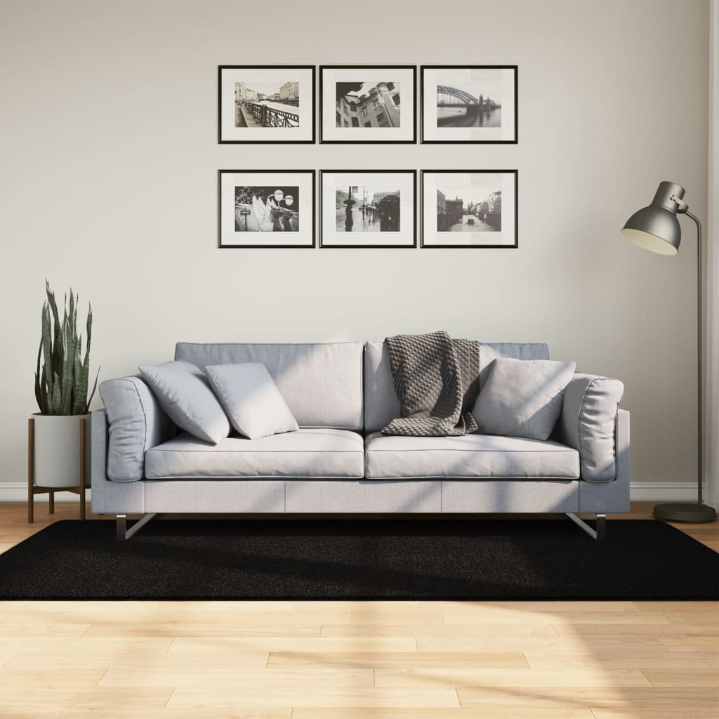 Tepih HUARTE kratkih vlakana mekani i perivi crni 100x200 cm