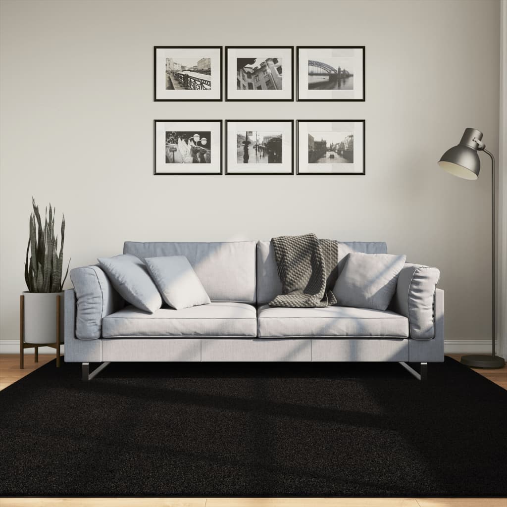 Tepih HUARTE kratkih vlakana mekani i perivi crni 200x200 cm