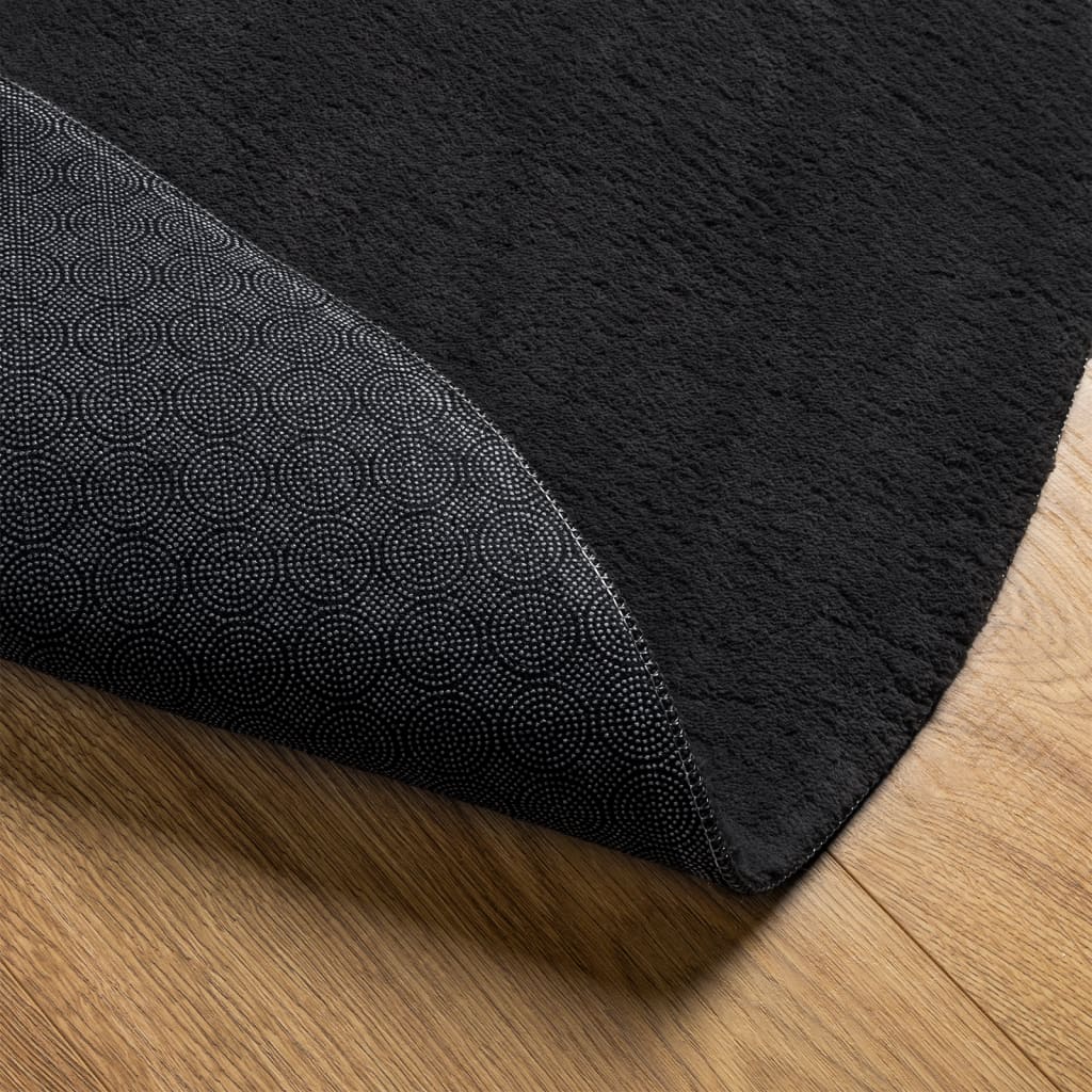 Tepih HUARTE kratkih vlakana mekani i perivi crni Ø 100 cm