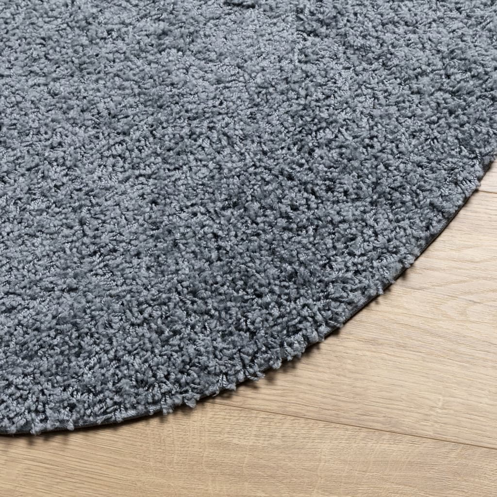 Čupavi moderni tepih s visokim vlaknima plavi Ø 100 cm