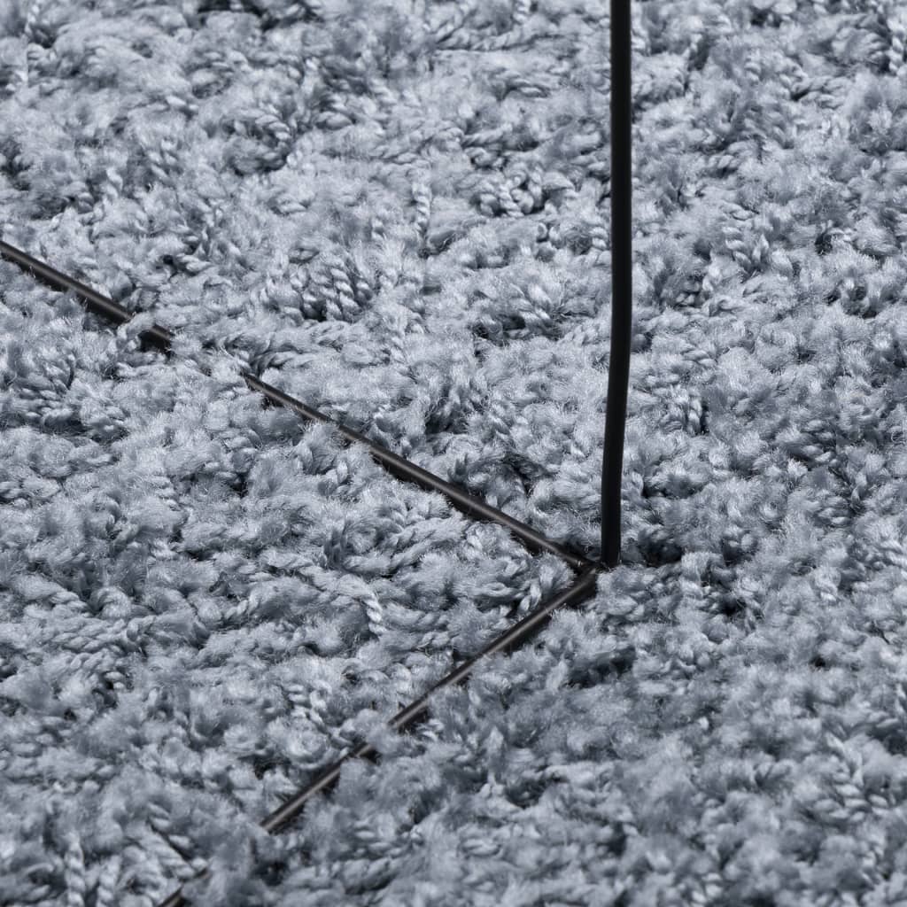 Čupavi moderni tepih s visokim vlaknima plavi Ø 100 cm