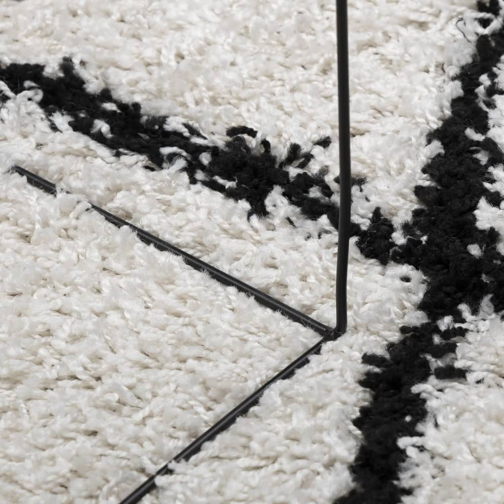 Čupavi tepih PAMPLONA visoka vlakna moderni krem-crni Ø 100 cm