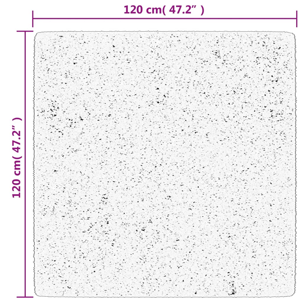 Čupavi tepih PAMPLONA s visokim vlaknima crni-krem 120 x 120 cm