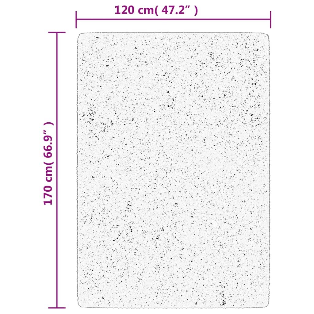 Čupavi tepih PAMPLONA s visokim vlaknima crni-krem 120 x 170 cm
