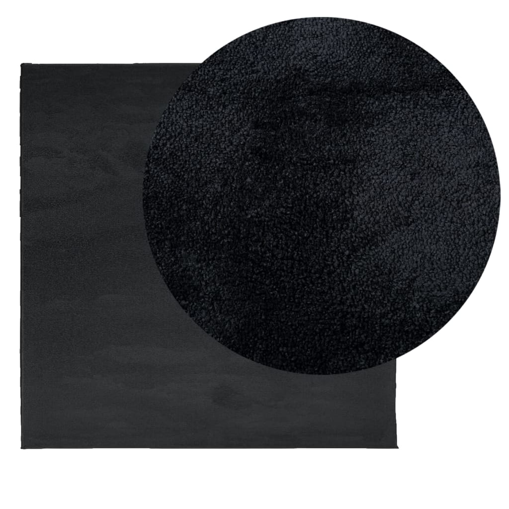 Tepih OVIEDO kratkih vlakana crni 120 x 120 cm