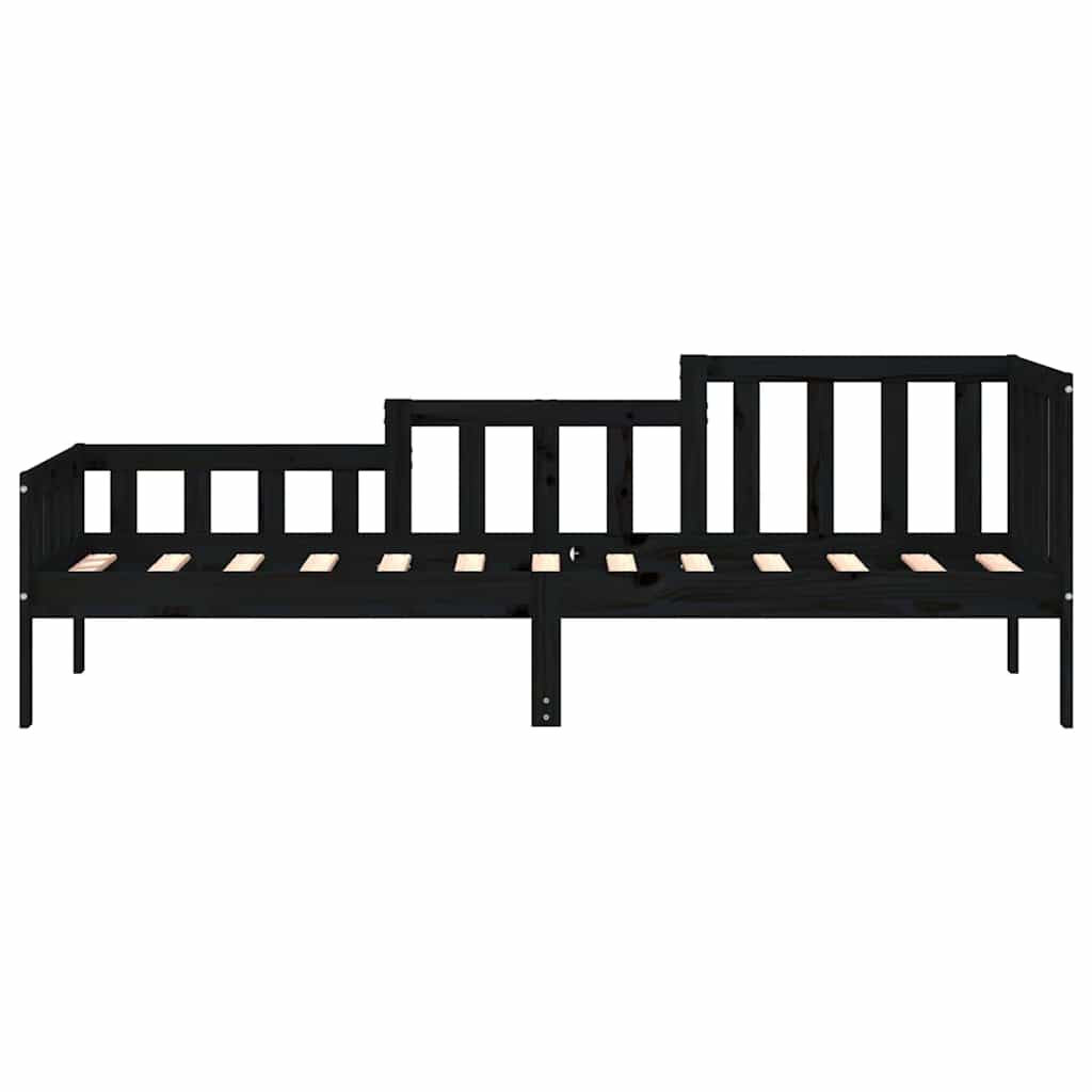 Dnevni ležaj crni 80 x 200 cm od masivne borovine