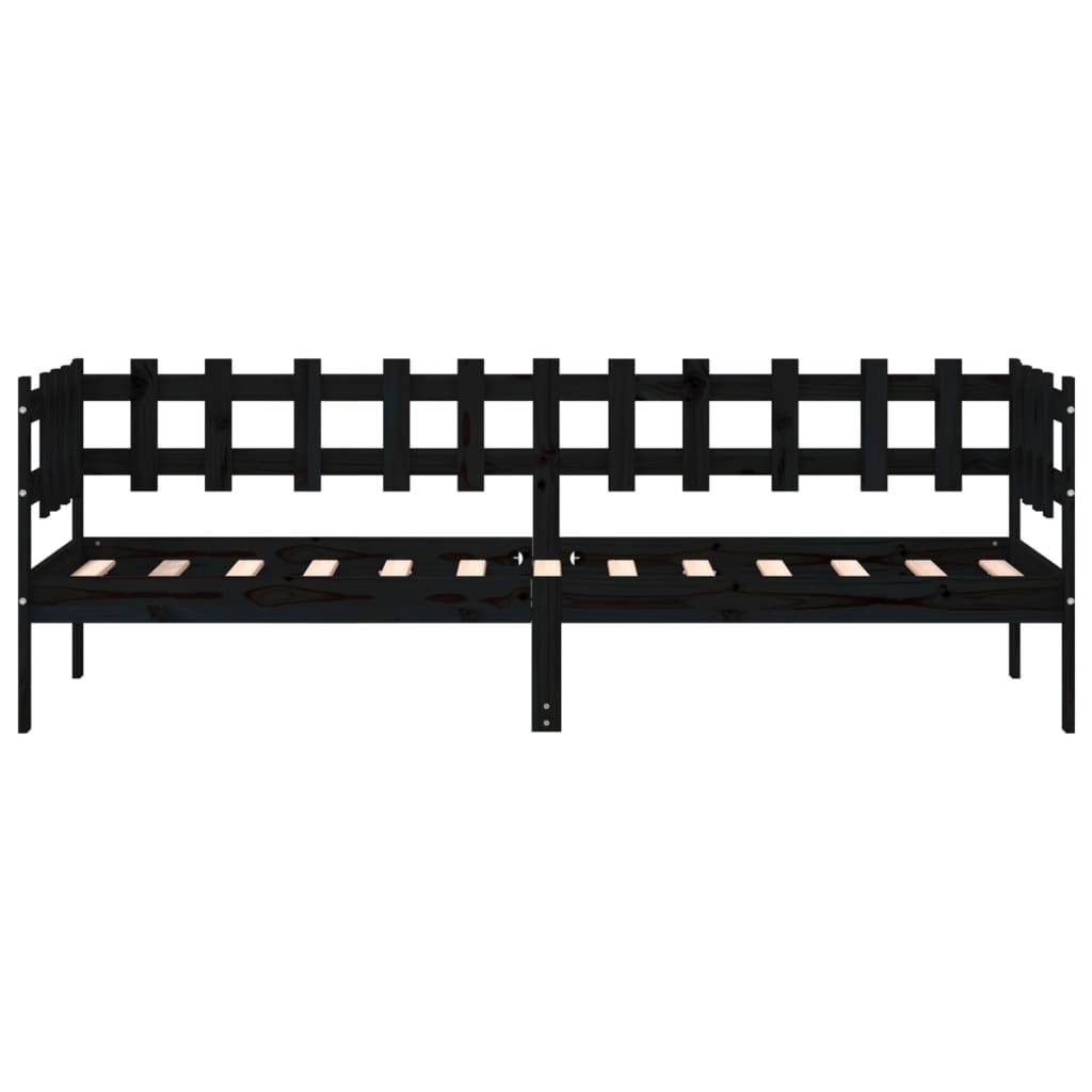 Dnevni ležaj crni 80 x 200 cm od masivne borovine