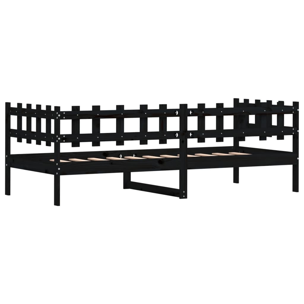 Dnevni ležaj crni 80 x 200 cm od masivne borovine