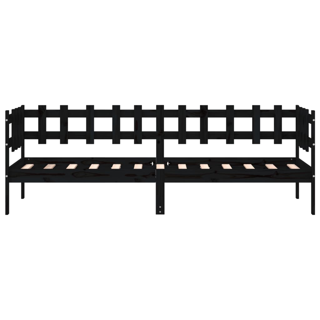 Dnevni ležaj crni 90 x 190 cm od masivne borovine