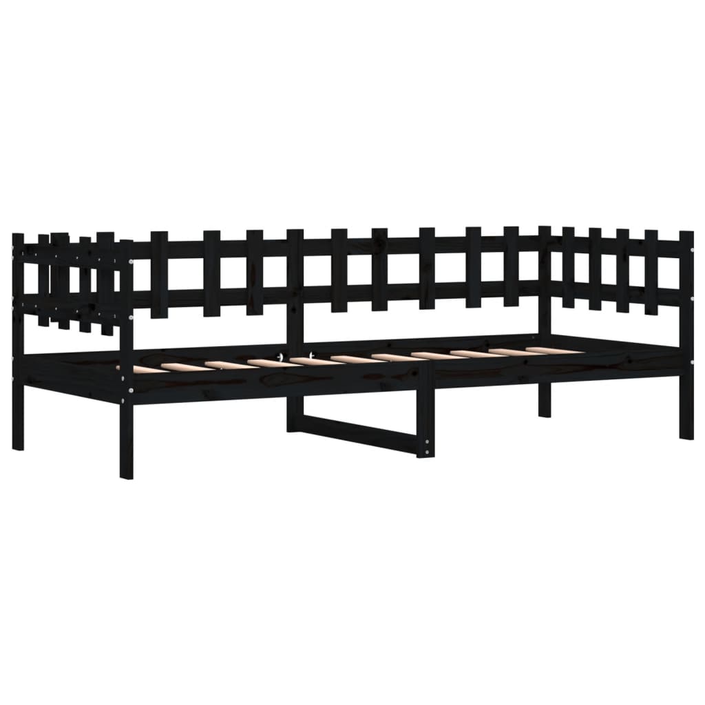Dnevni ležaj crni 90 x 190 cm od masivne borovine