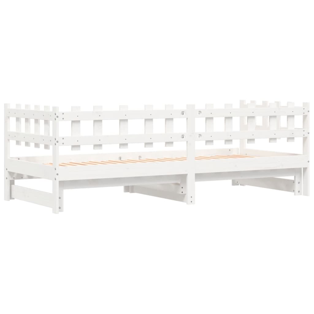 Dnevni ležaj na izvlačenje bijeli 2x(90x200)cm masivna borovina