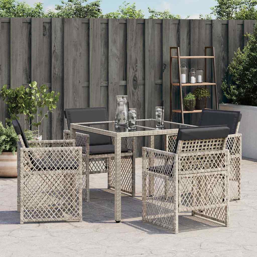 Vrtne stolice s jastucima 4 kom od poliratana svjetlosive