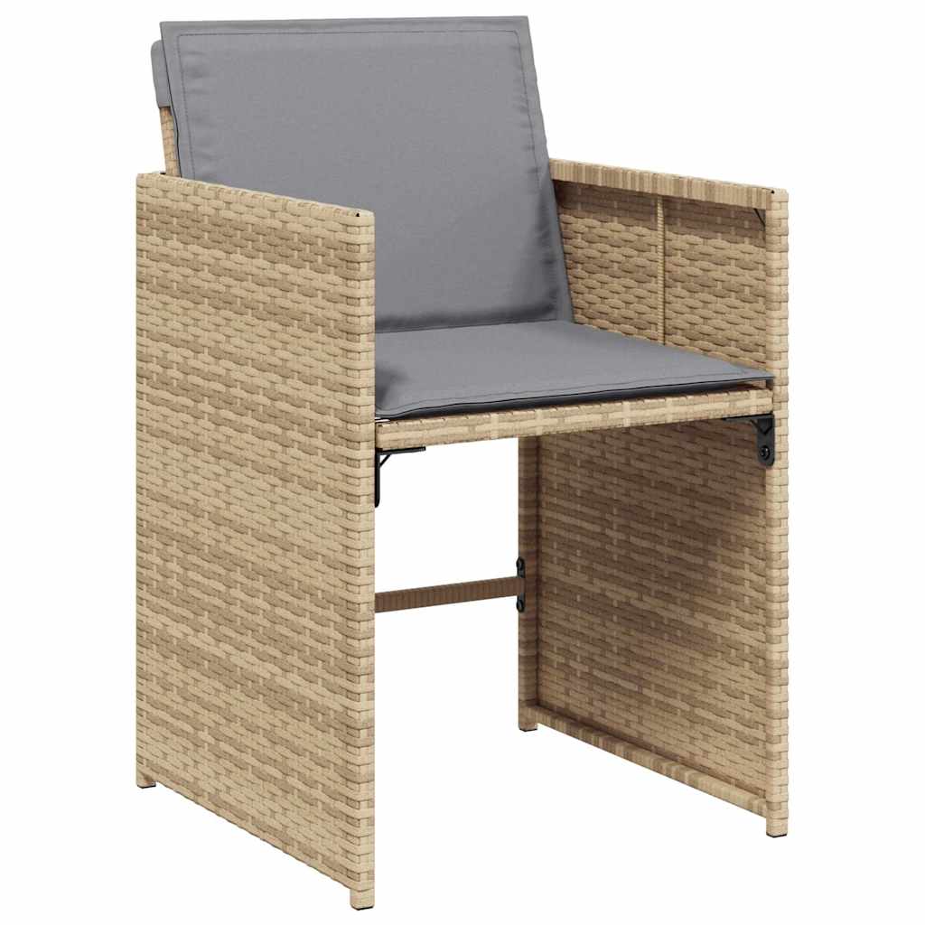 Vrtne stolice s jastucima 4 kom miješane bež boje od poliratana