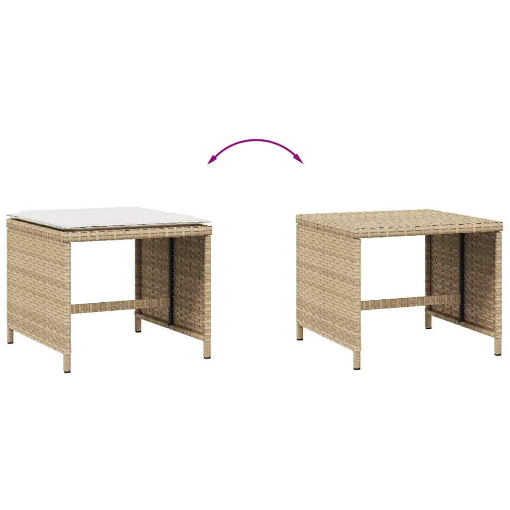 Vrtni taburei s jastucima 4 kom bež 41x41x36 cm od poliratana