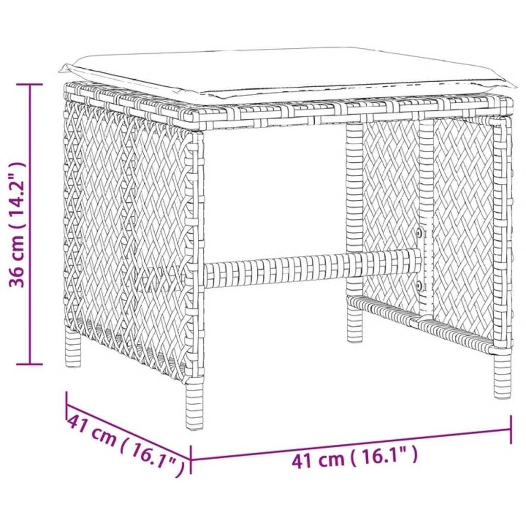 Vrtni stolci s jastucima 4 kom sivi 41x41x36 cm od poliratana