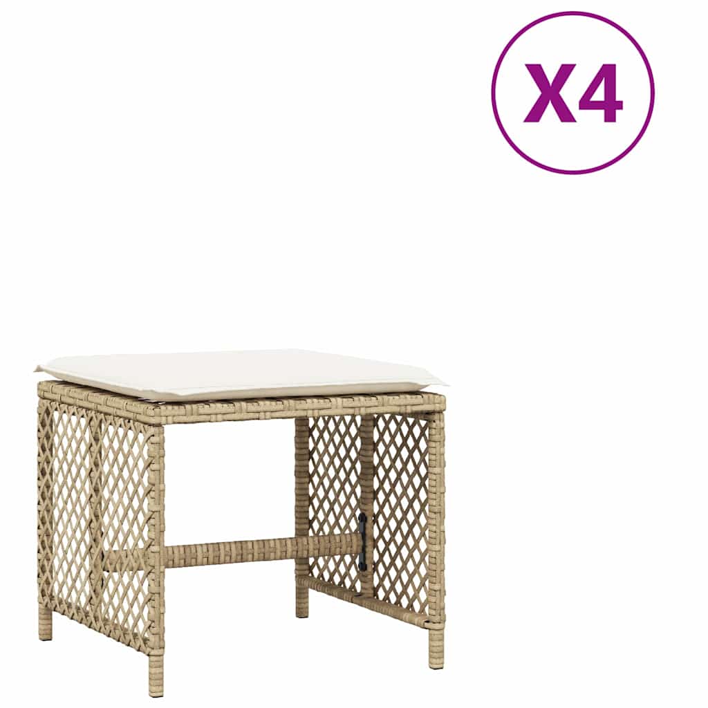 Vrtni stolci s jastucima 4 kom bež 41x41x36 cm od poliratana